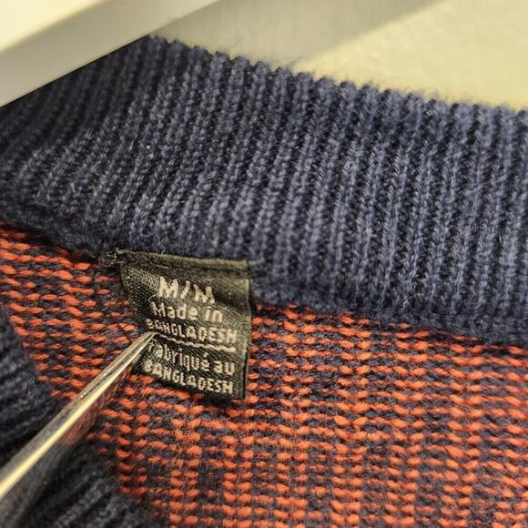 Buffalo David Bitton Men's Red Ochre Contrast Cotton Knit Fall Sweater - Size M - Picture 6 of 7